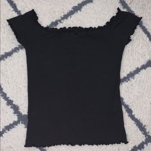Hollister black ruffle detailed off the shoulder.